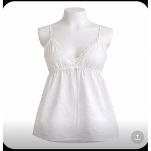 Victorias Secret White Cotton Babydoll Cami Lace Trim Y2K Coquette Tank Top Med